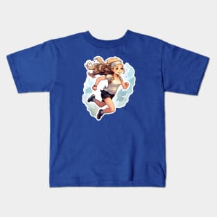 Runner blonde girl Kids T-Shirt